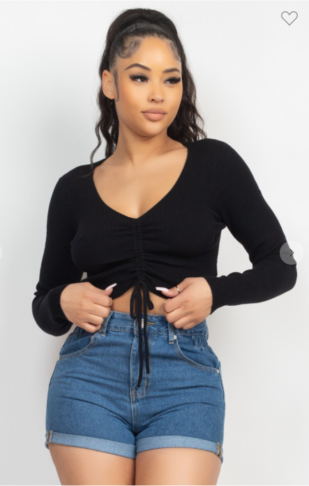 Blusa cuello v manga larga