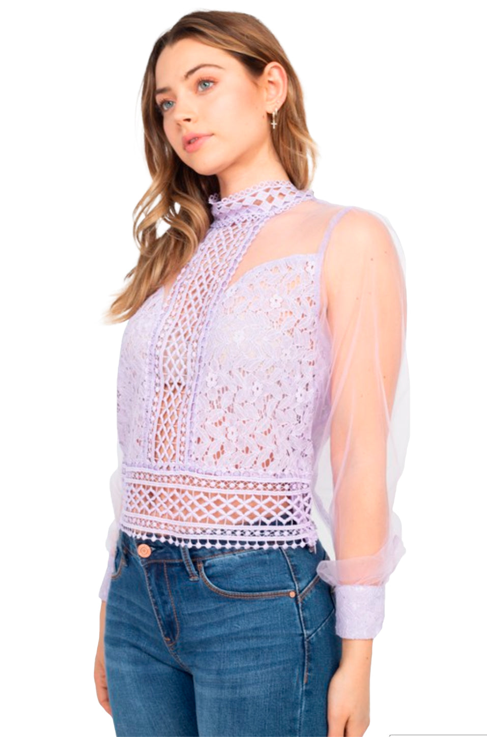 Blusa Manga Larga Transparente