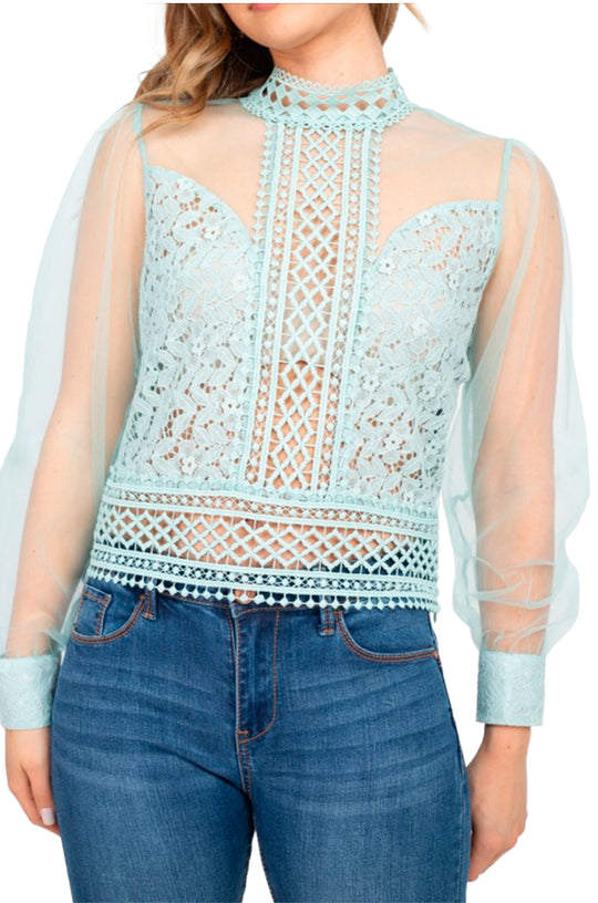 Blusa Manga Larga Transparente